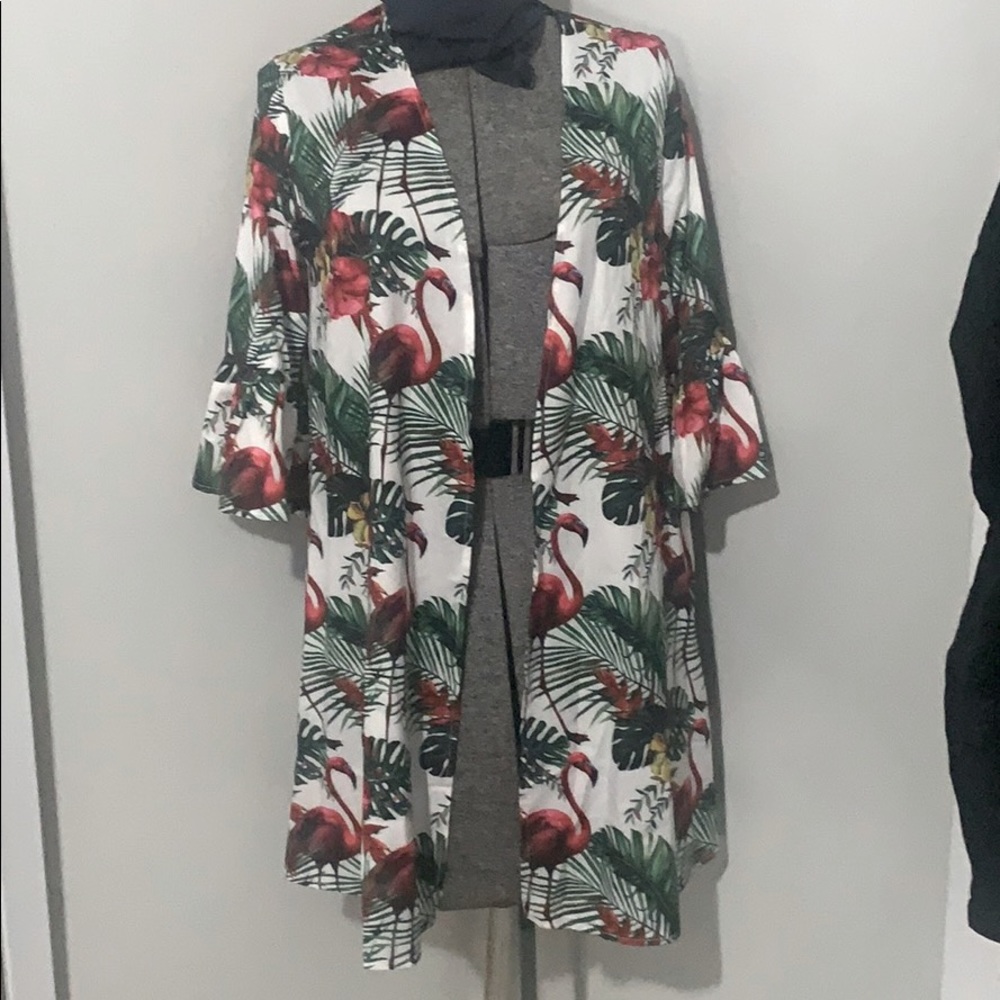 SHEIN flamingo print kimono